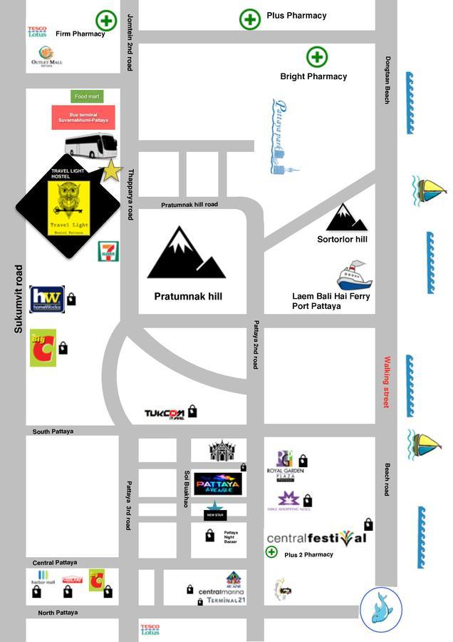 Travel Light Hostel Pattaya Exteriör bild